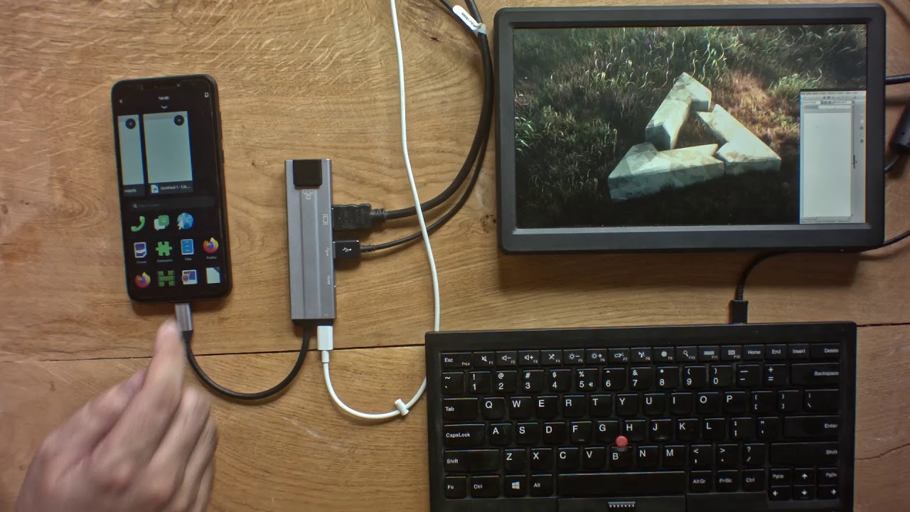 The PinePhone with an USB-C dock