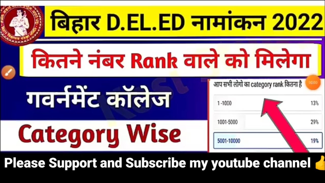 Bihar Deled Admission 2022|| Overall Rank और Category Rank क्या है? Govt. College Cut-off List, Pvt.