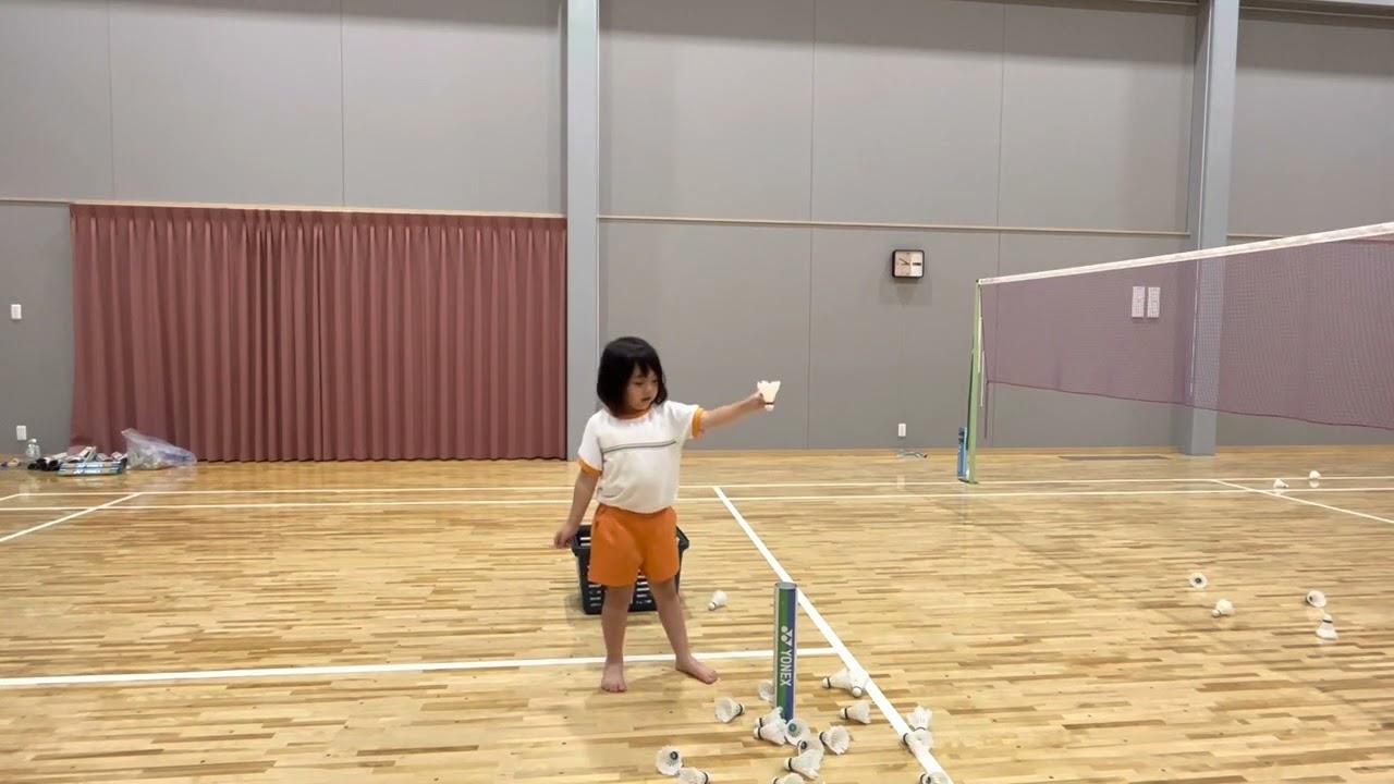 バドミントン5歳【サーブ&クリアー練習】