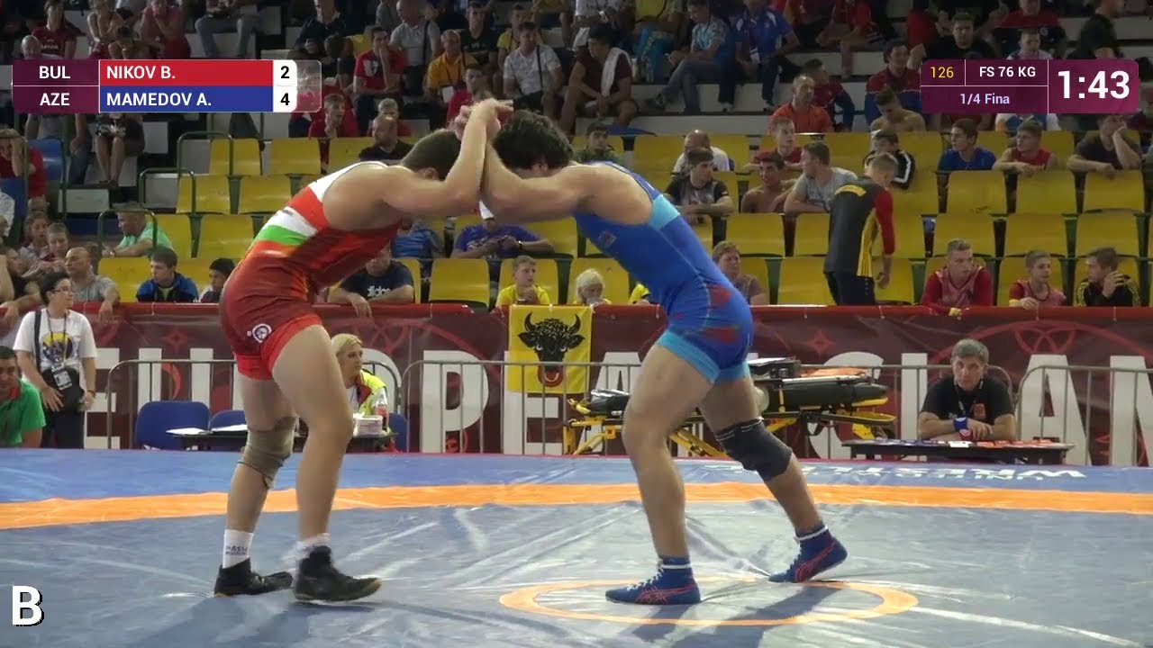 1/4 FS - 76 kg: A. MAMEDOV (AZE) df. B. NIKOV (BUL) by VPO1, 9-3