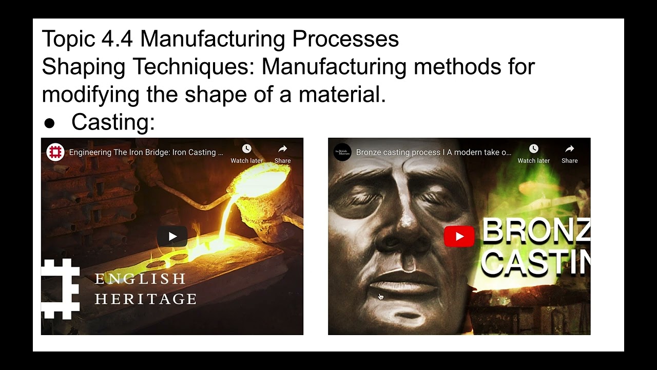 Design Technology Topic 4.4 Part 2 Manufacturing Processes