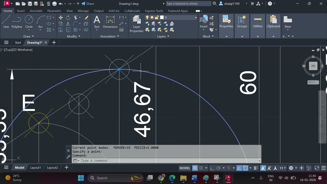 Draw an ellipse. Also, Normal and Tangent.