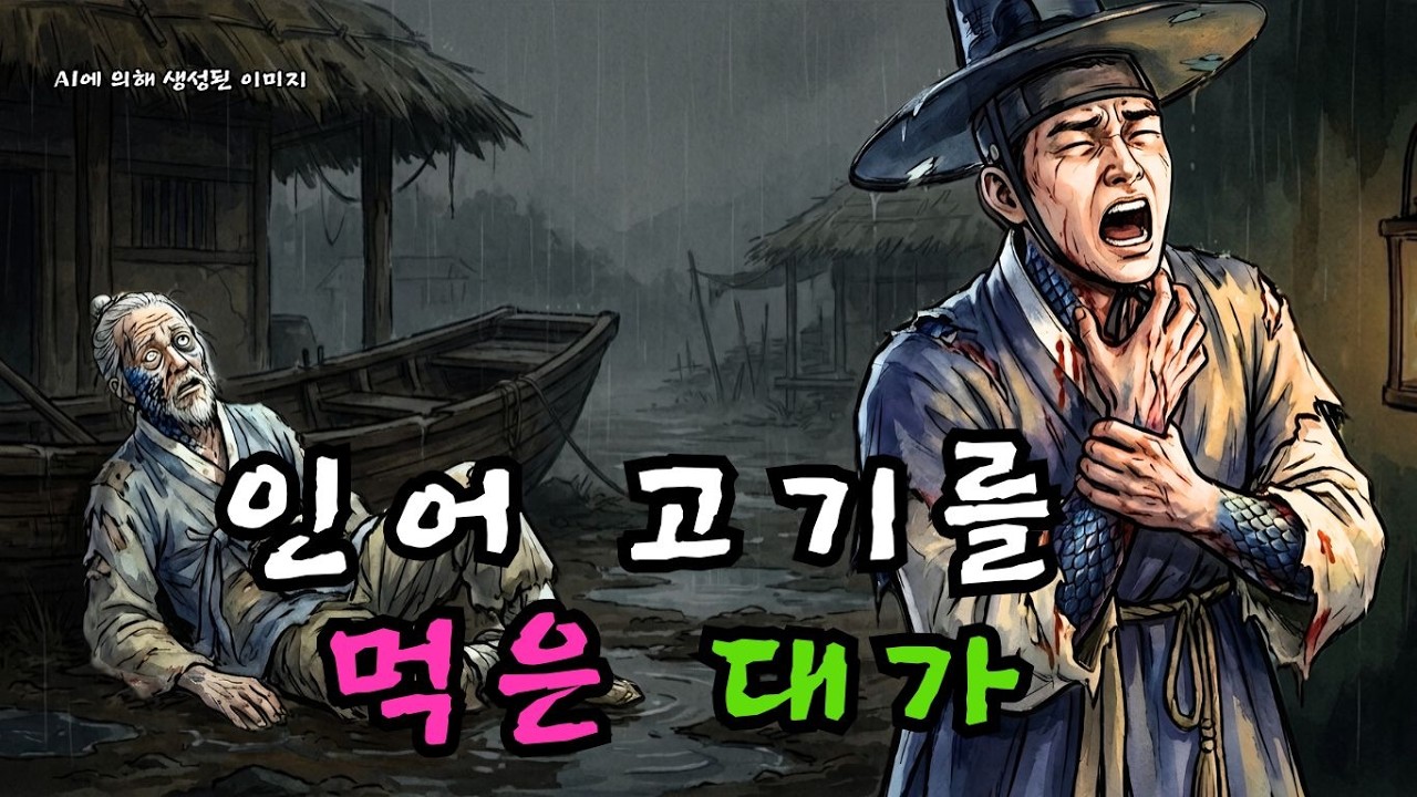 해안가로 떠밀려 온 '인어'의 고기를 잘못 먹은 어촌 마을 사람들, 점차 비늘과 아가미가 돋아나 영원히 물을 떠날 수 없게 되다 | 야담 | 민담  |  조선시대