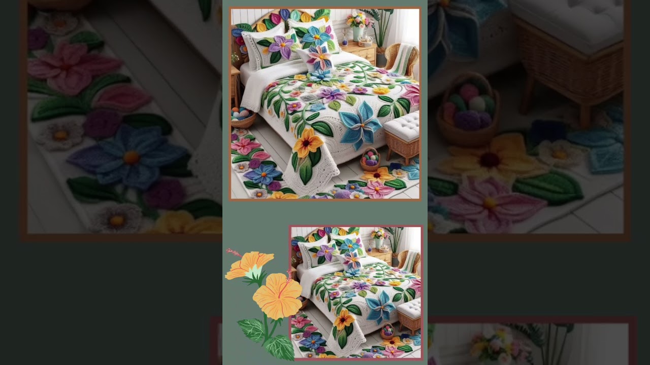 Crochet Bed Cover Ideas || Knitted Bedsheet Ideas #knitted #crochet  #design #bedsheets #shorts