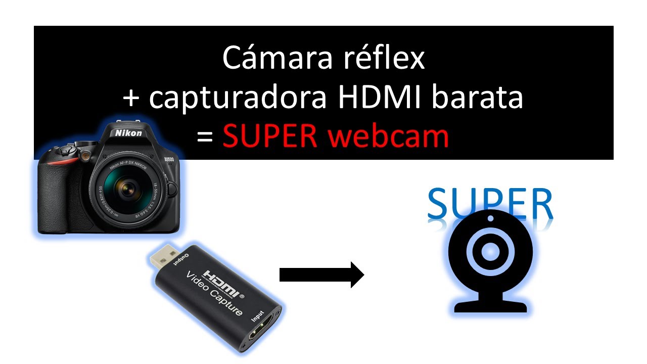 Capturadora HDMI barata (1080p) + cámara réflex = SUPER webcam | Nikon D3500 como webcam