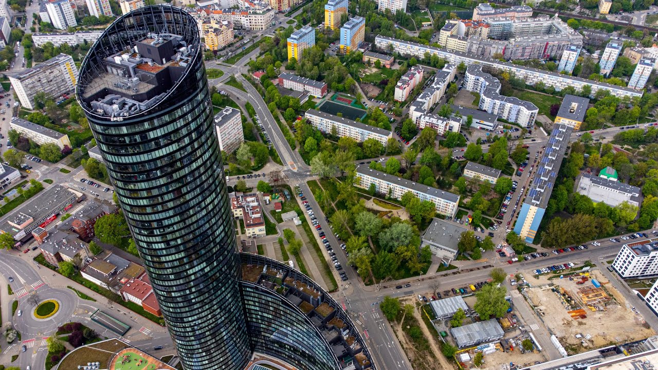 Wroclaw, Old Town, Sky Tower, Poland. [4K ] Drone Video...