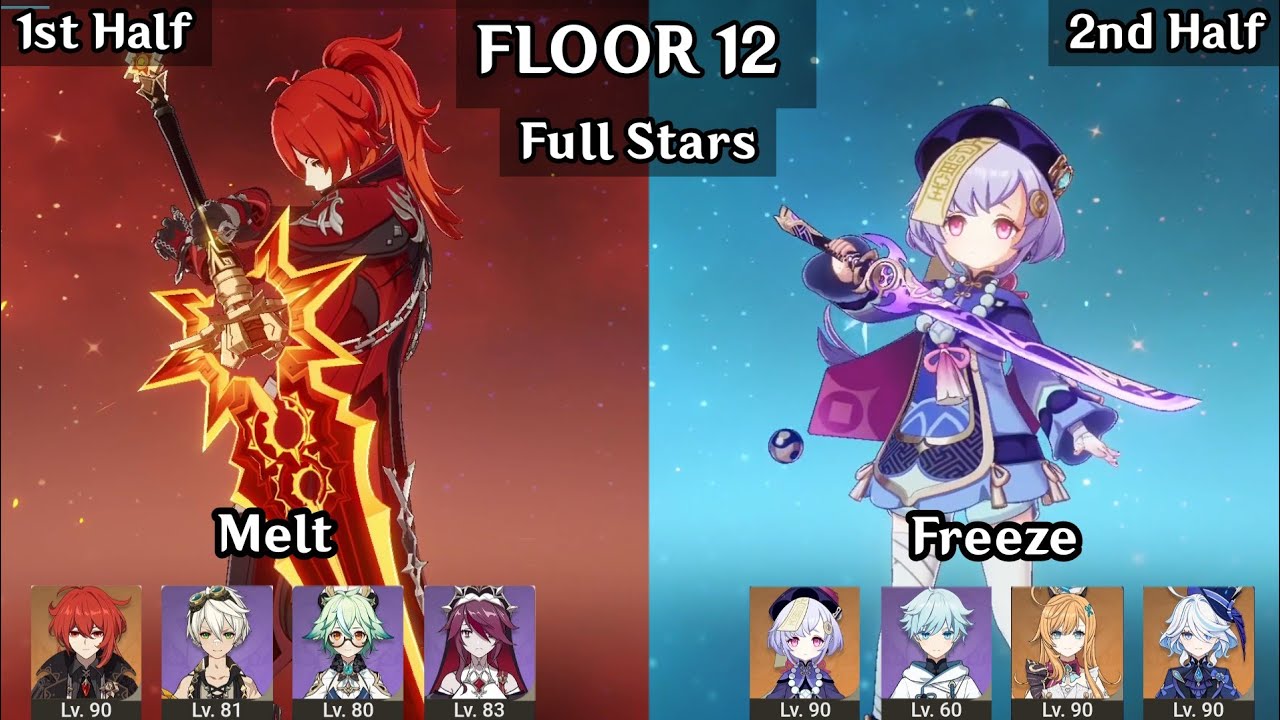 (First Clear) Qiqi Freeze + Diluc Melt | 5.6/5.7 Spiral Abyss Floor 12 9 Stars | Genshin Impact