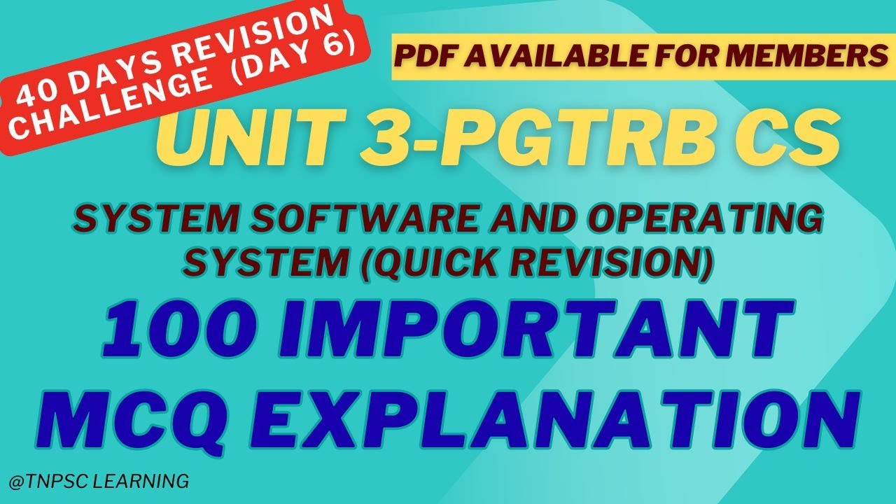 Revision 100 most important MCQ in System Software and Operating System #unit3 #pgtrbcs
