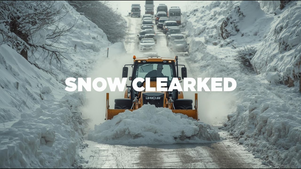 JCB Machine at Work 🚜 | Clearing Snow & Resolving a Traffic Jam