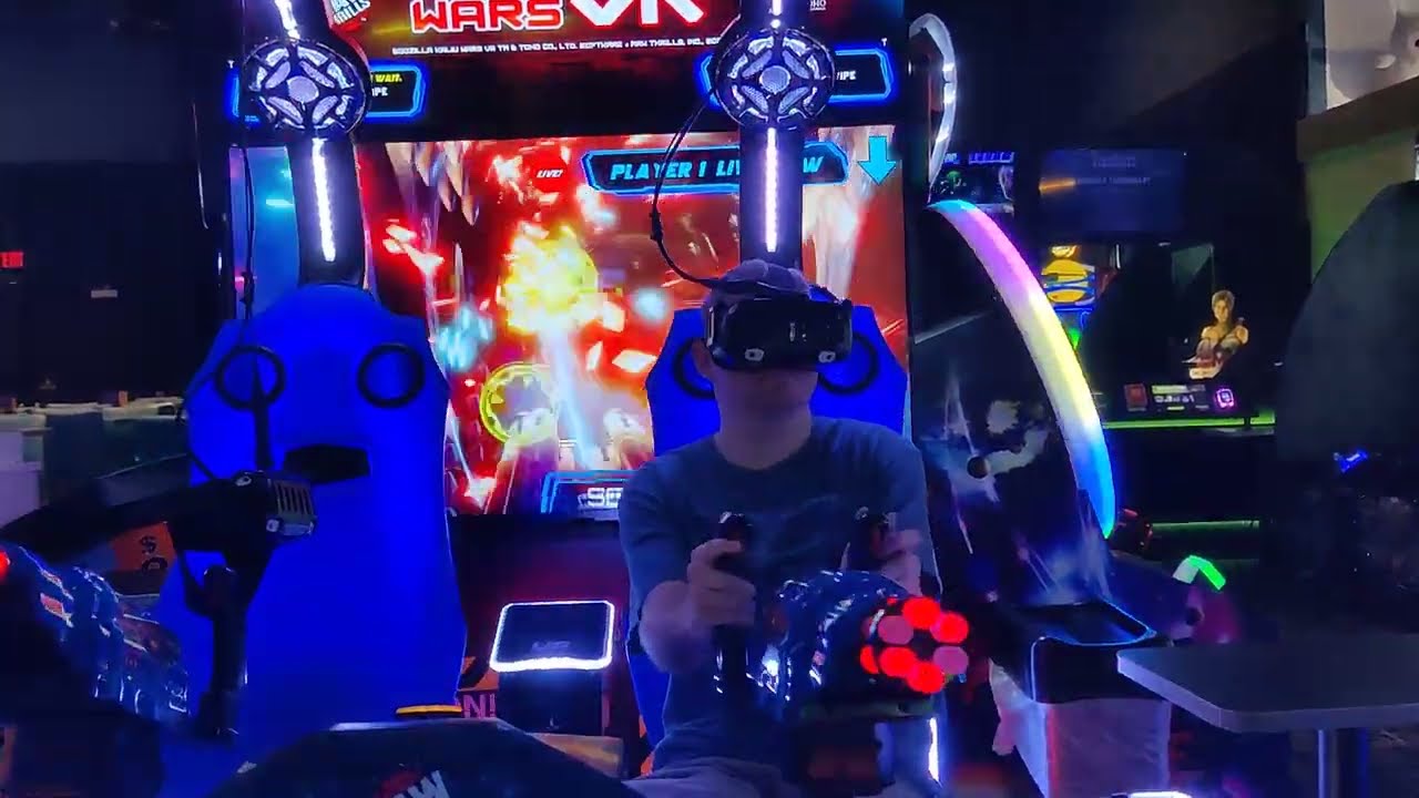 Me playing Godzilla Kaiju Wars VR arcade game at Dave & Buster's in Austin Texas