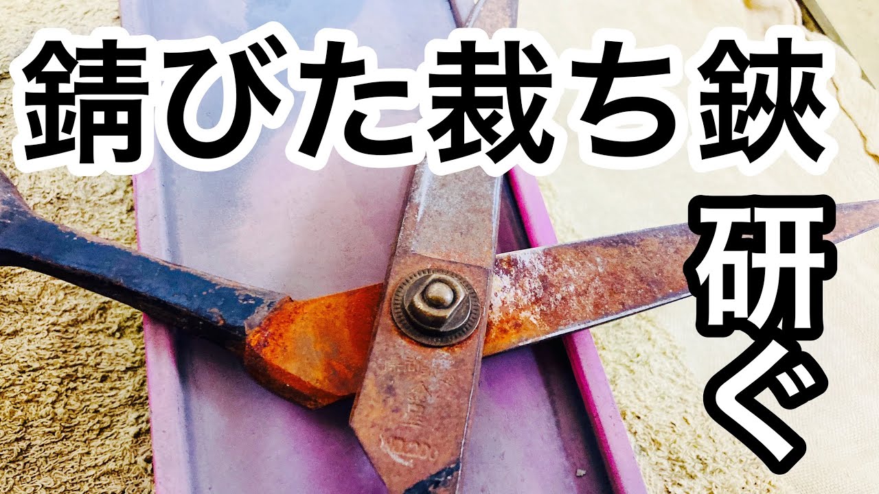 【はさみ研ぎ】酷く錆びた裁ちばさみを研ぐ♪【研ぎ方】【刃の黒幕】