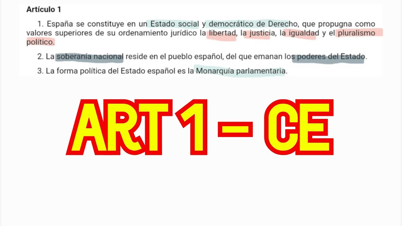 ART&Iacute;CULO 1 - Constituci&oacute;n Espa&ntilde;ola - Estado Social Democratico de Derecho OPOSICIONES