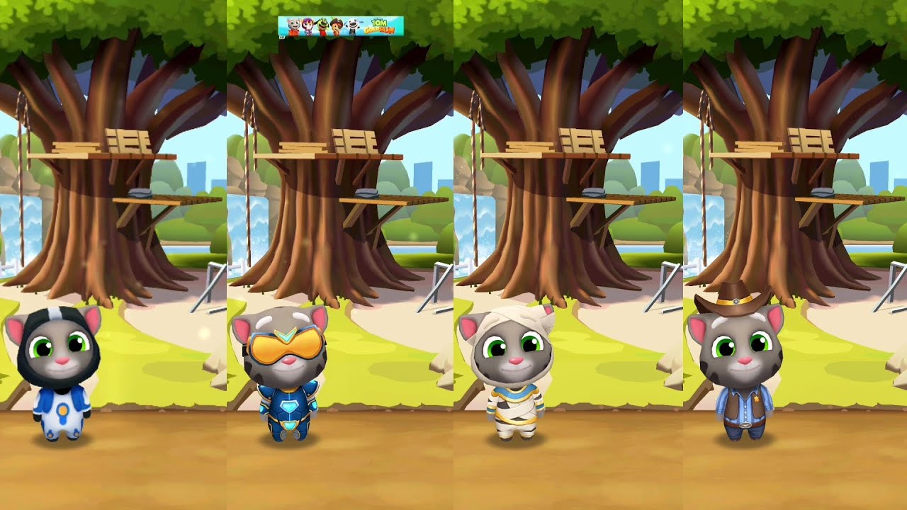 Talking Tom Gold Run Astronaut Tom vs Hyper Tom vs Mummy Tom vs Cowboy Tom Android iOS