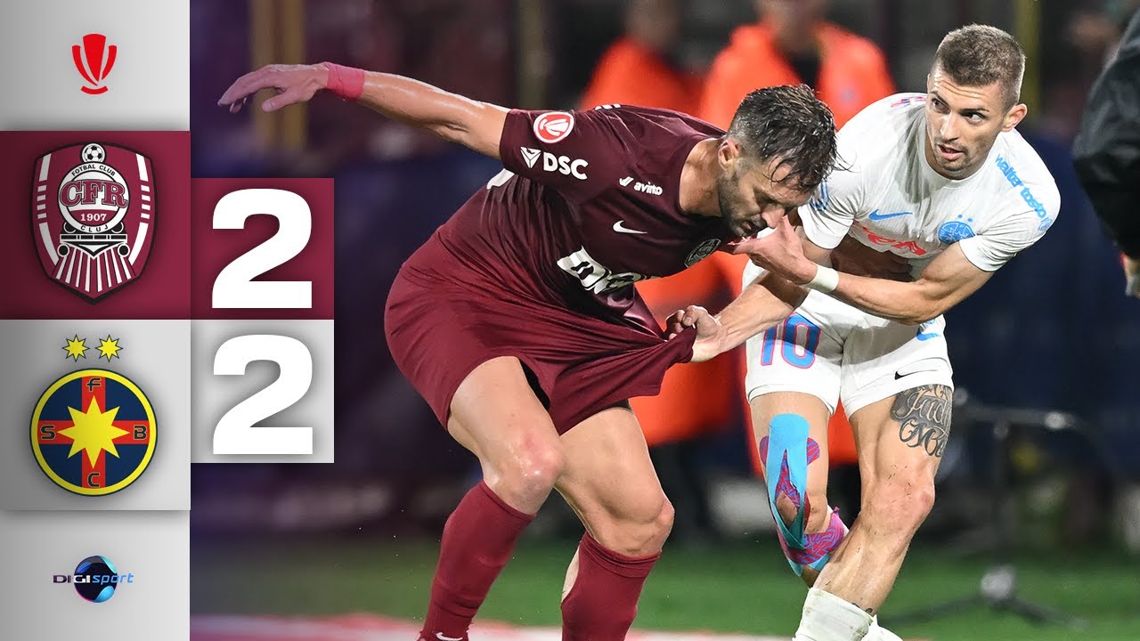 CFR Cluj - FCSB 2-2. Derby tensionat în Gruia! Abeid, eliminat în prelungiri