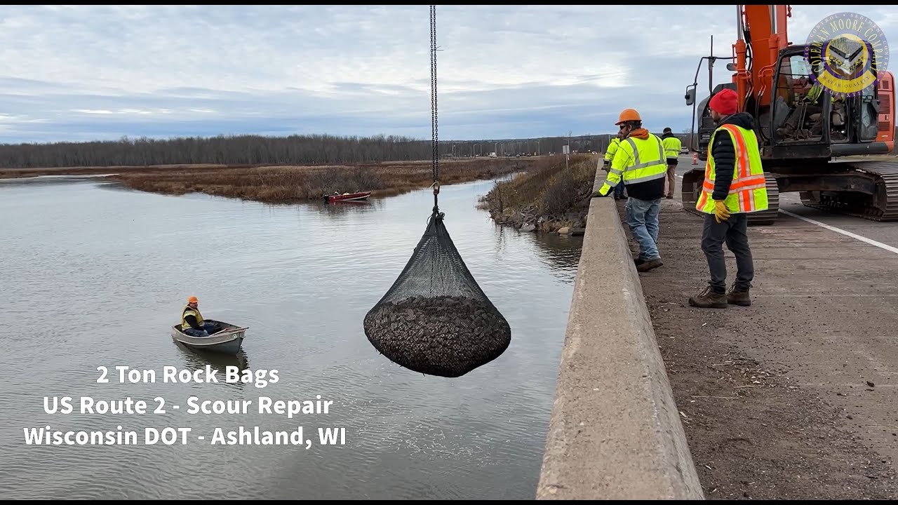 Wisconsin DOT - Bridge Scour Repair - 2 Ton Rock Bags