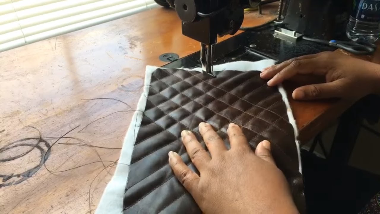 Quilting Leather with a Singer Walking Foot Industrial Sewing Machine Demo