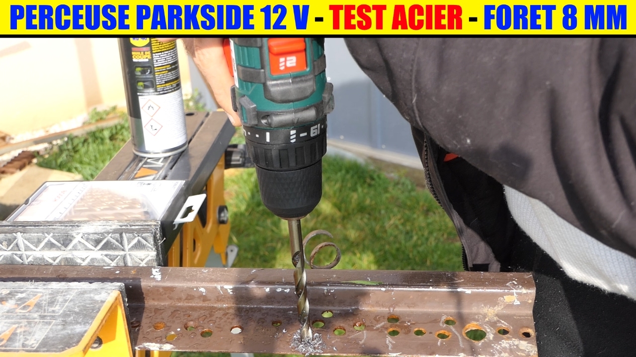 lidl perceuse visseuse 12v parkside test acier cordless drill akku-bohrschrauber
