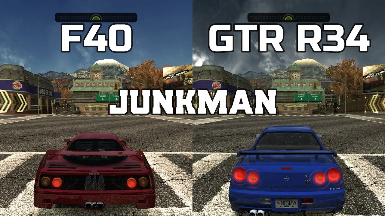 Ferrari F40 vs Nissan Skyline GTR R34 - NFS MW Redux V3 - WHICH IS FASTEST ?