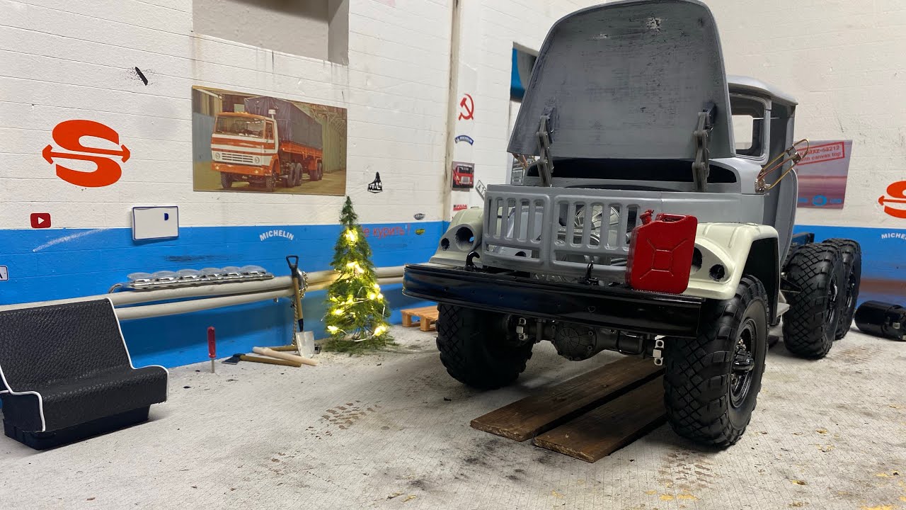 Зил 131 установил капот, занимаюсь салоном zil 131 cross rc motorhaube montiert 1:12 , 1:10