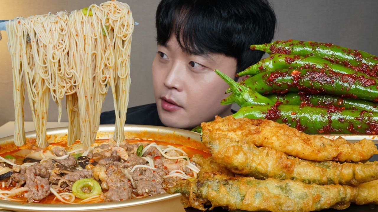 아내표 집밥🍚 차돌된장국수 오징어튀김 고추튀김 고추김치 요리 먹방 Soybean Paste Noodles Soup & Kimchi ASMR MUKBANG EATING SHOW
