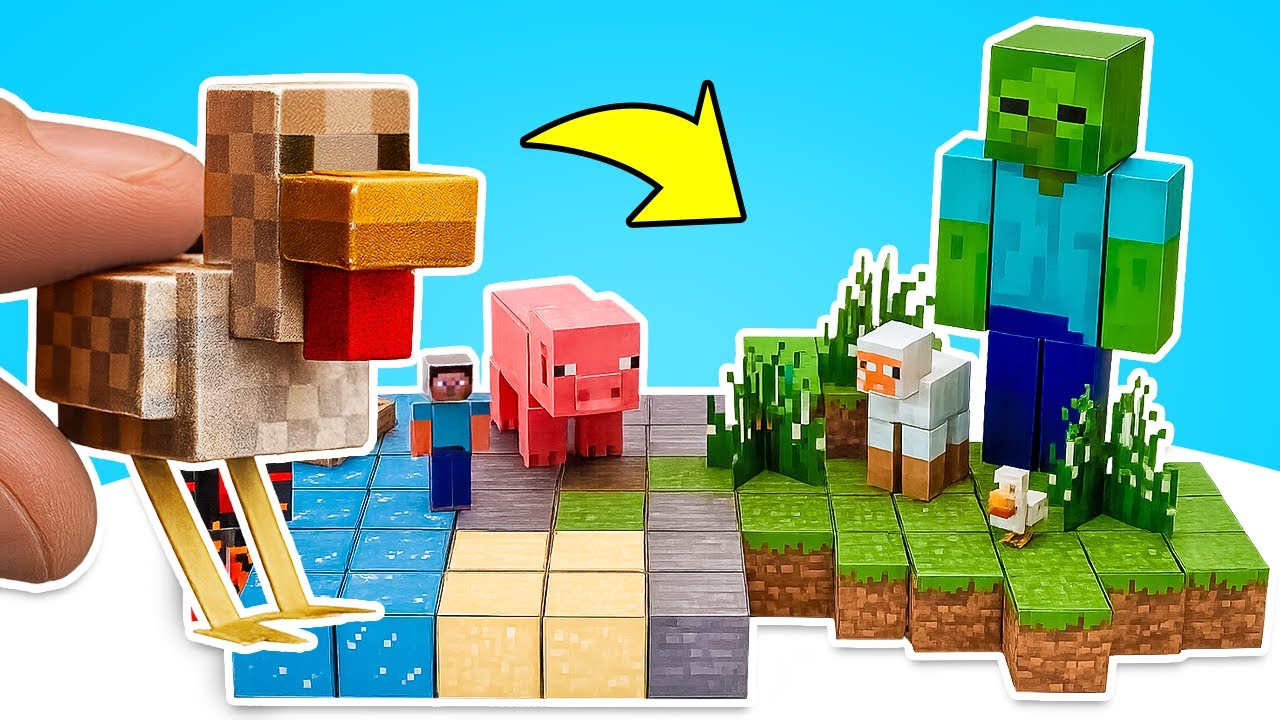 Zr&oacute;b to sam Zwierzęcy Przyjaciele Minecrafta 🧱🌋🐔 Zbuduj Własną Wioskę z Magnetycznych Klock&oacute;w!