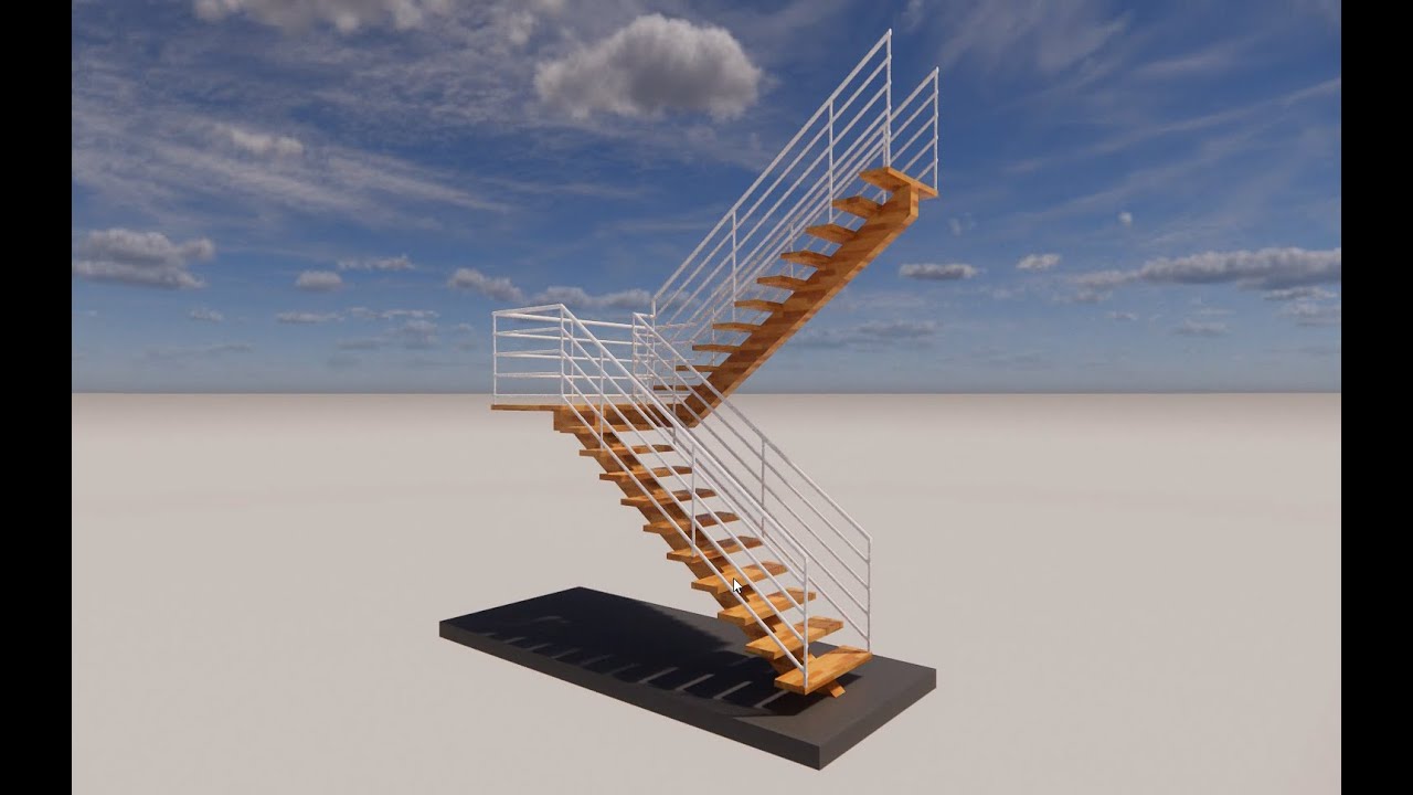 Revit: Escalera con soporte central