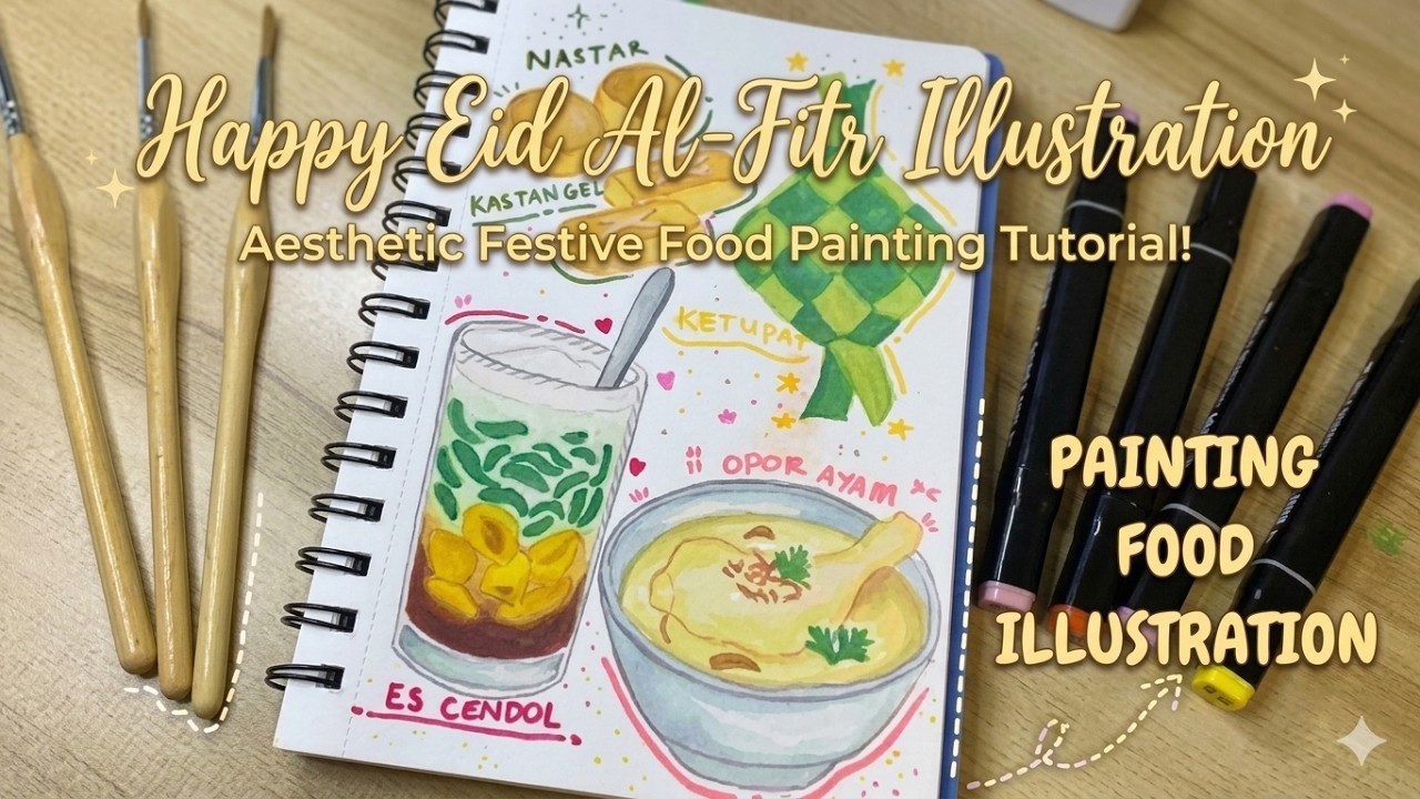 Painting Eid Snacks with Gouache | Step by Step Cozy Painting 🍪