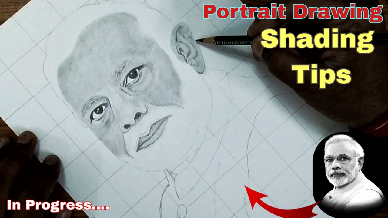 Portrait Drawing Shading Tips | Realistic Face Shading Step by Step (Grid Method)✍️#art