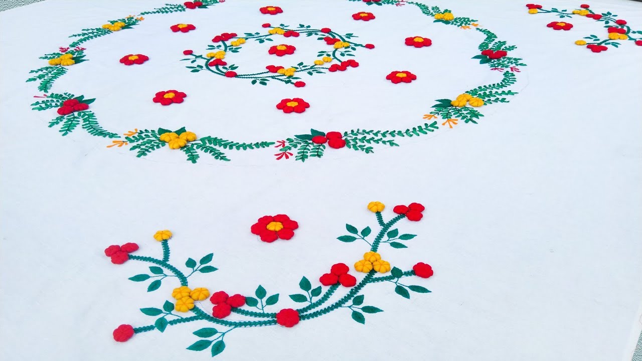 Ribbon Work Full Bedsheet Design In Hindi.