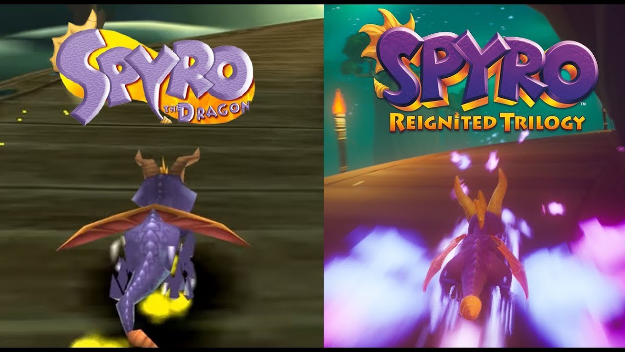 Spyro the Dragon Tree Tops SuperCharge Comparison (PS1 and Reignited)