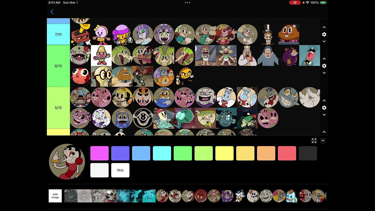 My Tierlist Maker Of The Cuphead Character 