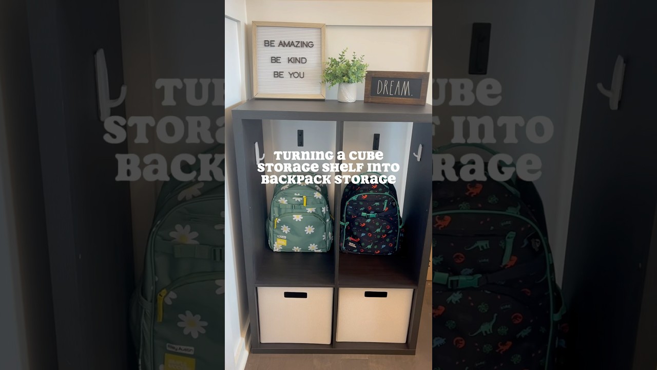 Backpack and shoe storage made from a cube organizer! #home #diy #homedecor #organization #momlife