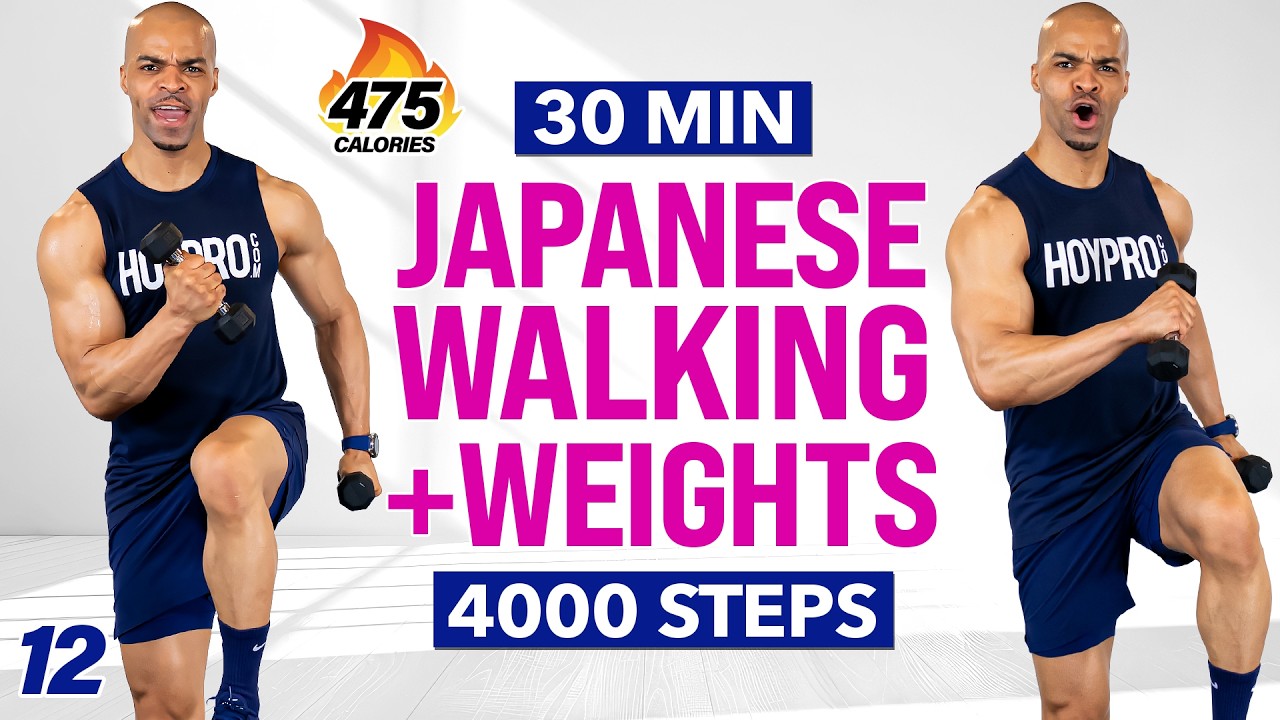 30 MIN Japanese Walking Workout with Weights | 4000 Steps 🔥 3x3 Method - WALK Day 12