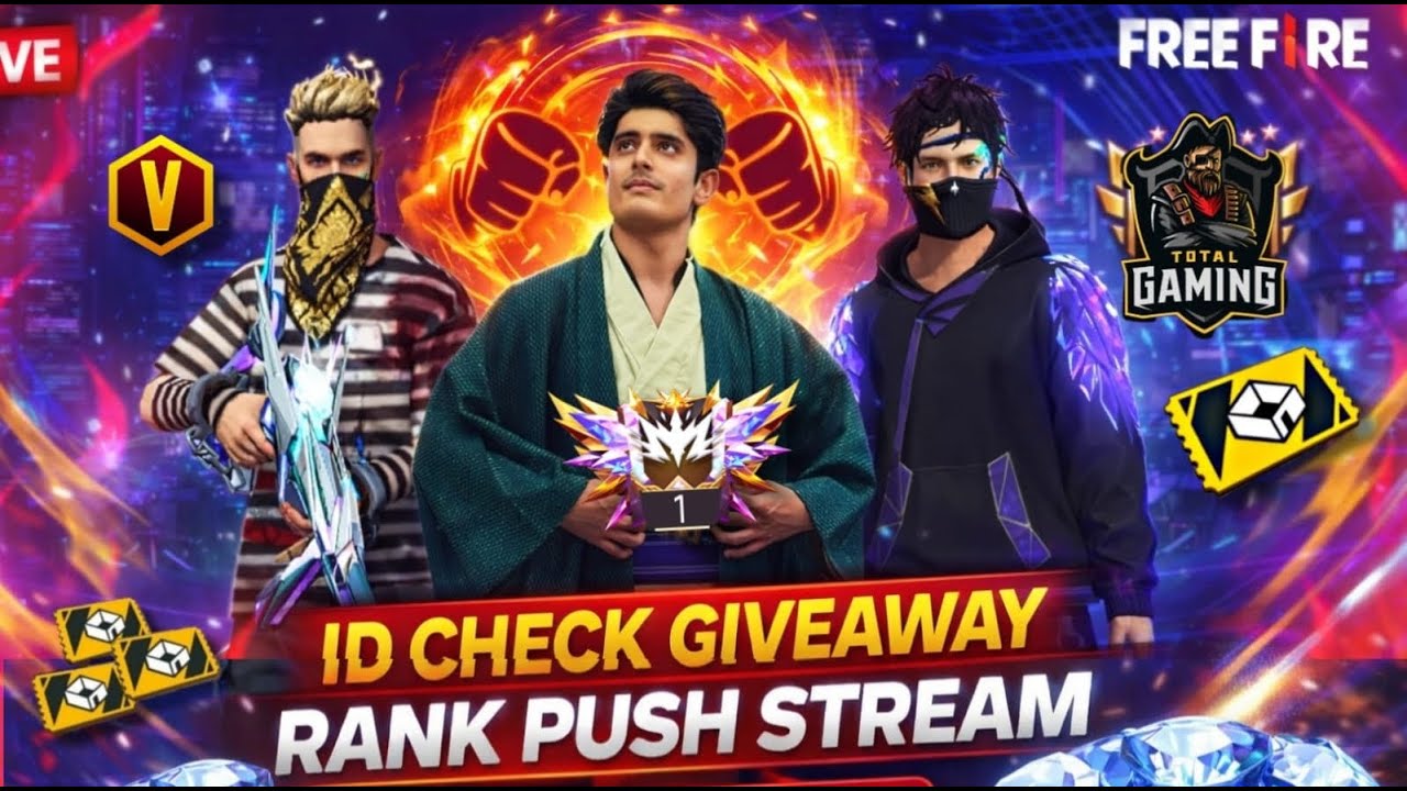 FREE FIRE LIVE 🔴 ID CHECK + DIAMOND GIVEAWAY 💎 | RANK PUSH WITH AJJUBHAI
