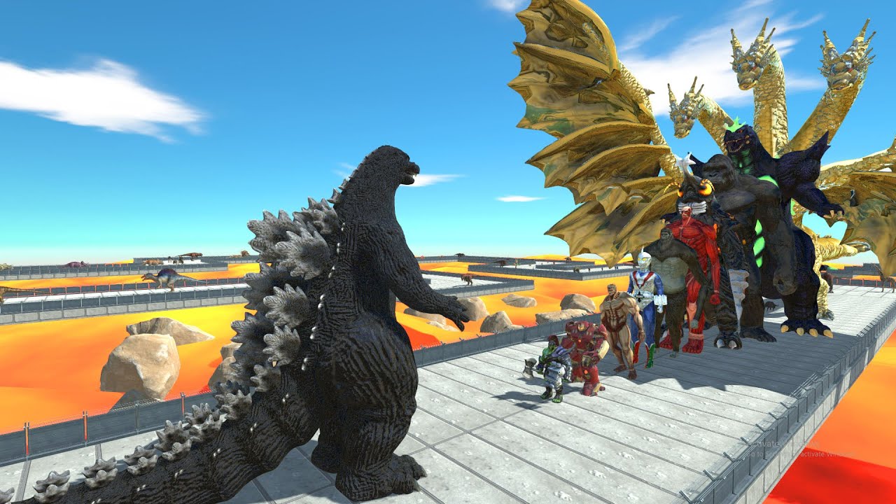 Heisei Godzilla vs Hulk Warrior LAVA DEATH RUN - Animal Revolt Battle Simulator