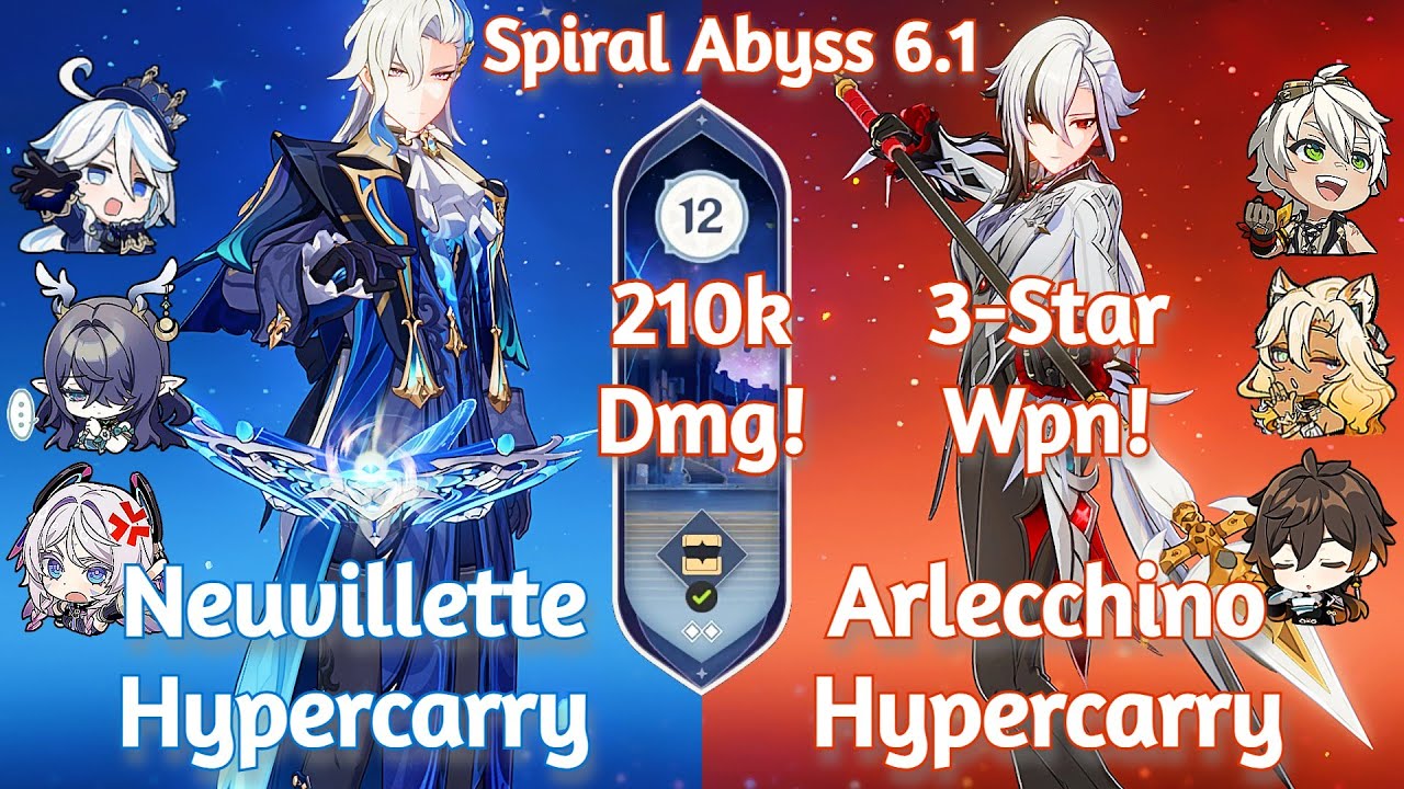 C0 Neuvillette Hypercarry x C0 Arlecchino Hypercarry - NEW Spiral Abyss 6.1 | Genshin Impact