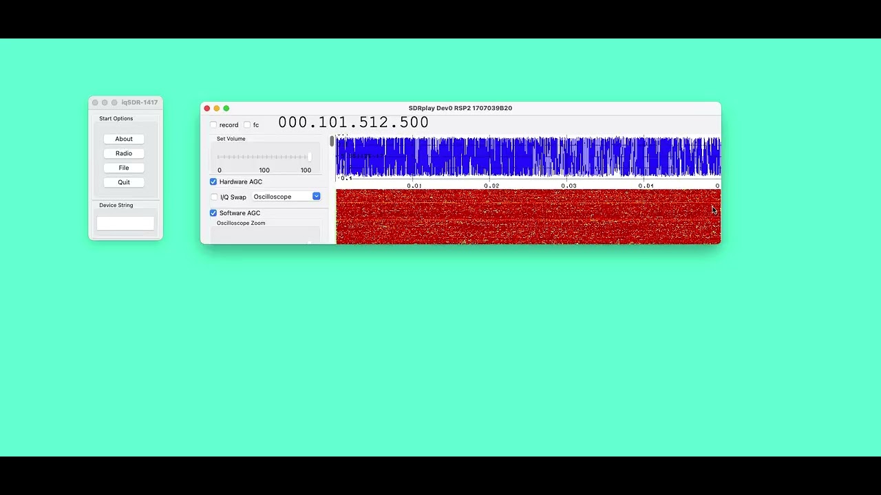 iqSDR - The Spectrum, Oscilloscope FFT and Oscilloscope Windows