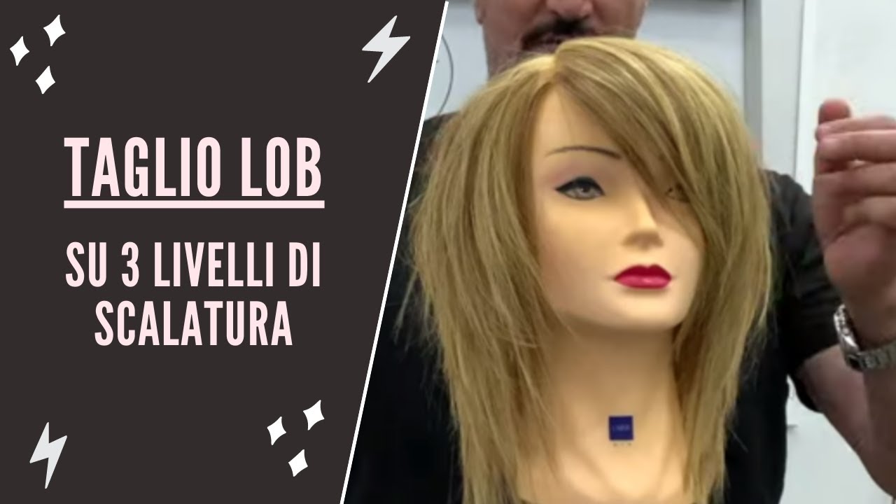 Taglio bob con ciuffo laterale: Lob su 3 livelli di scalatura