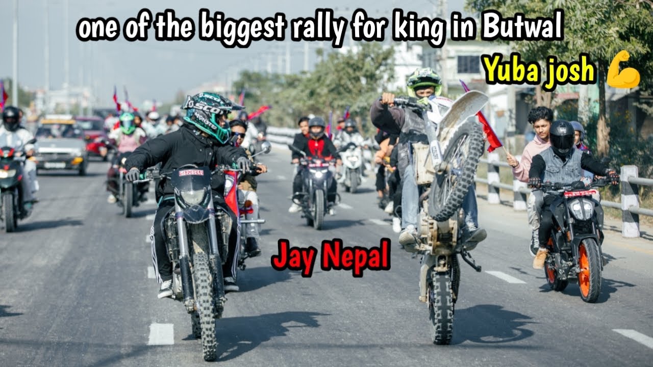 One of the Biggest rally for king in Butwal ❤️👑 || wheelie || || Droneshot || Homies Dirt Nepal
