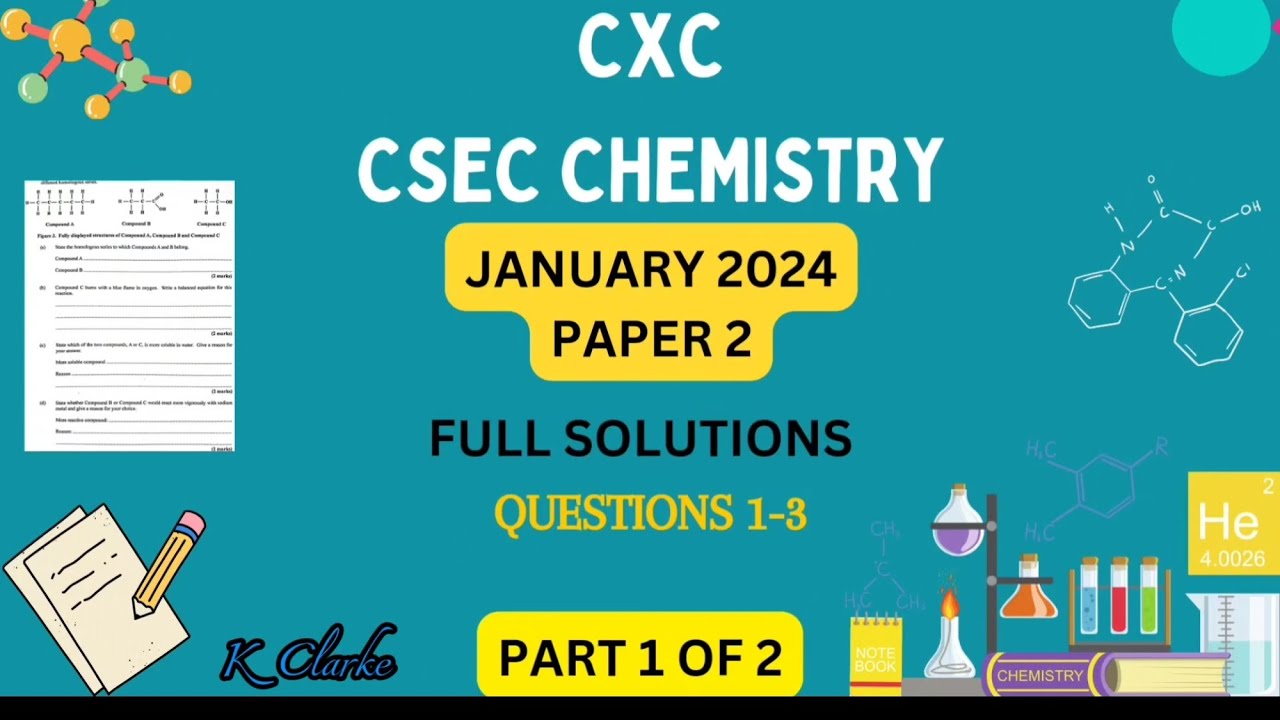 MUST WATCH #CSEC Chemistry January #2024  paper 2 - #questions 1-3 solutions