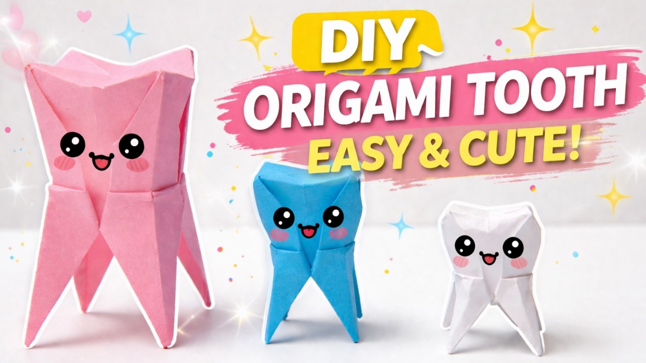 3D Origami Tooth (Molar) | Easy Paper Tooth Tutorial | 1 Sheet, No Glue