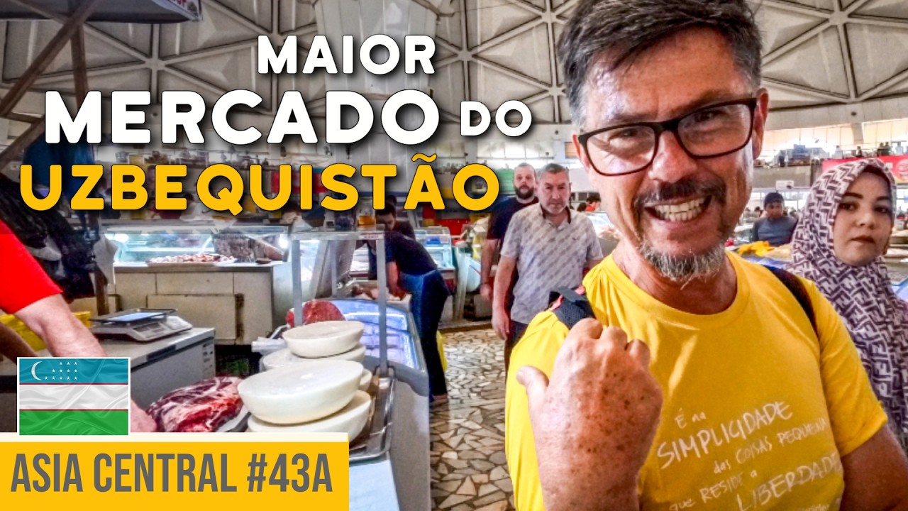 O que COMEMOS no MAIOR MERCADO do UZBEQUISTÃO | AVENTURA de BICICLETA na ÁSIA CENTRAL #43a