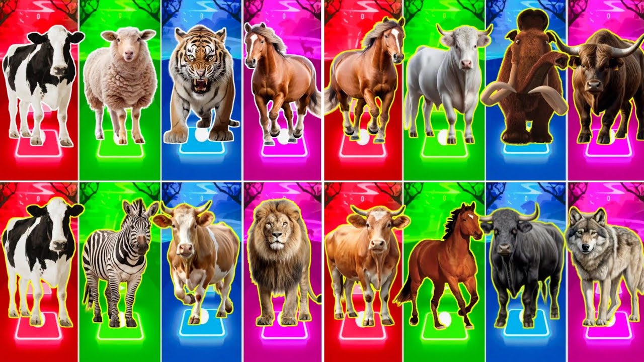 FUNNY COW 🐄🆚 FUNNY GOAT 🐐🆚 FUNNY TIGER 🐯🆚 FUNNY HORSE 🐎TILES HOP EDM RUSH #tileshop​​ #coffindance​​