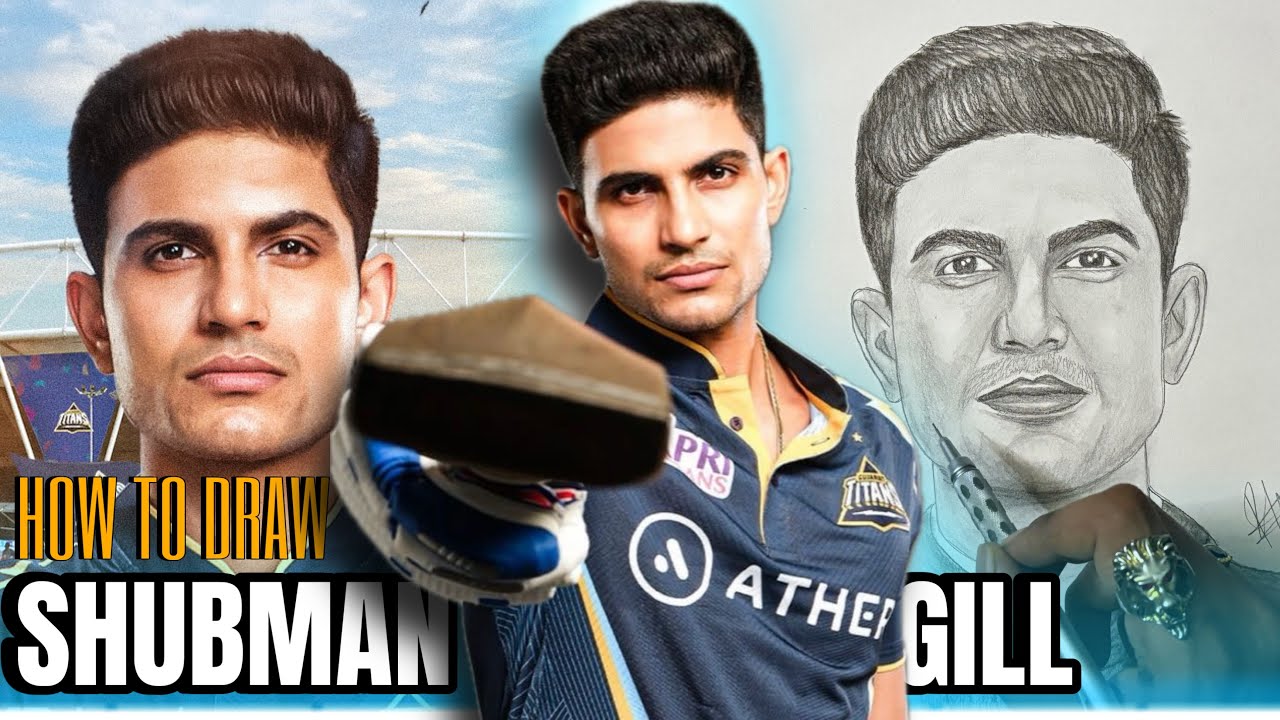Shubman Gill Drawing Tutorial 🏏 IPL 2025 Gujarat Titans Captain Pencil Art