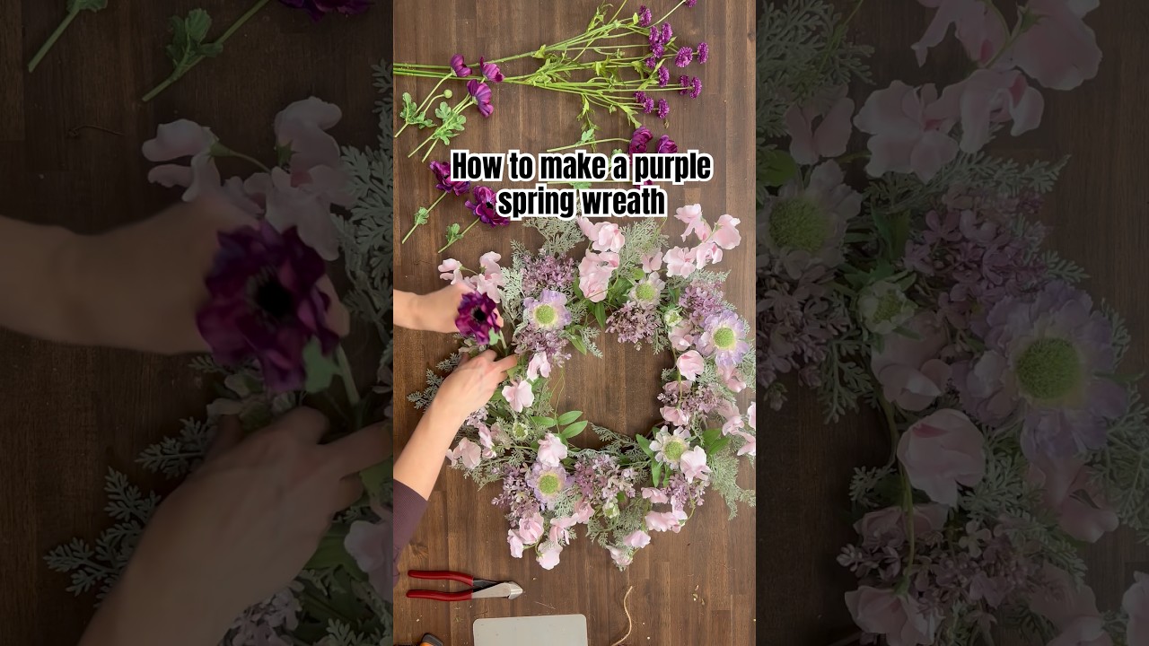 DIY purple spring wreath
