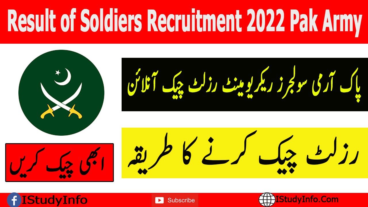 Result of Soldiers Recruitment 2022 Pak Army
