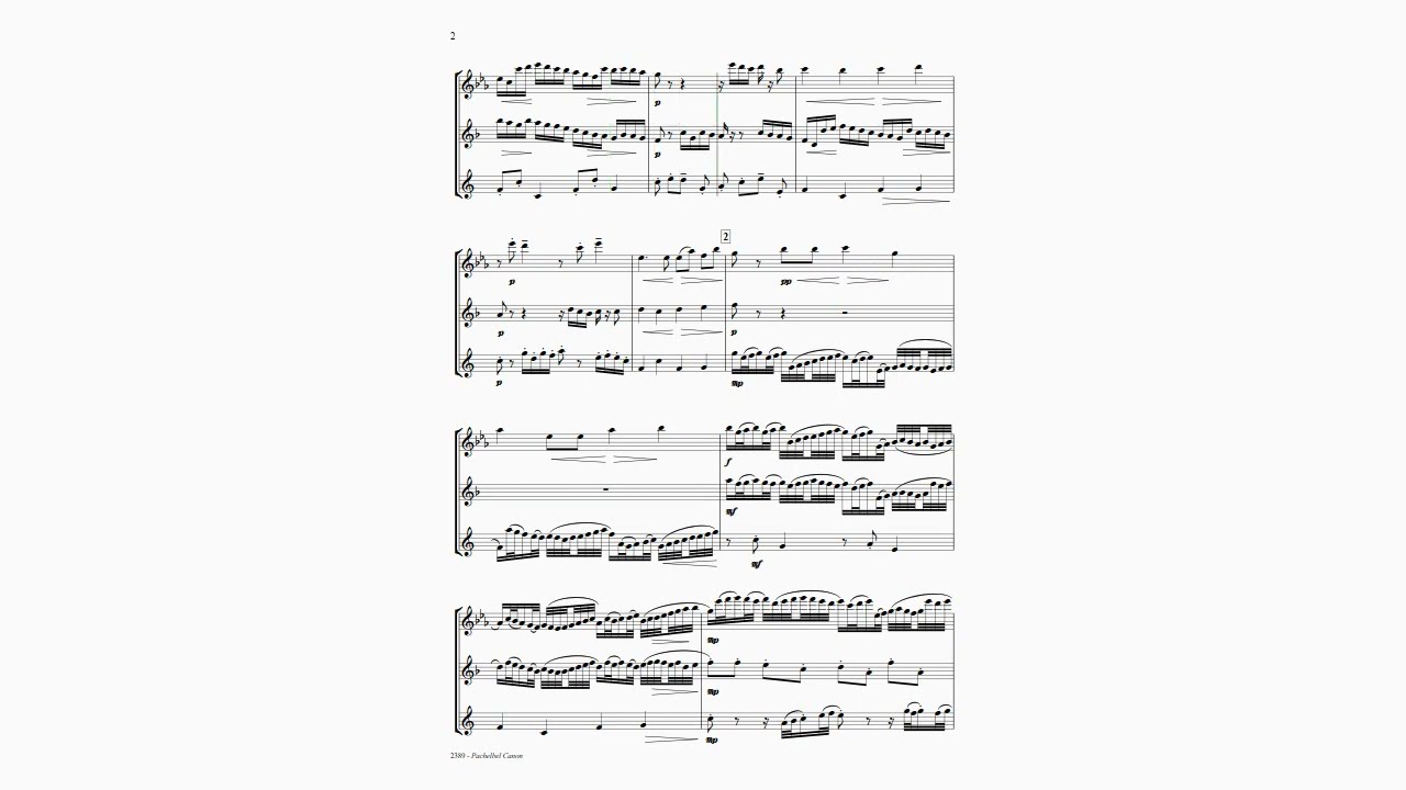 Pachelbel Canon for Flute Clarinet Alto Sax Trio, PDF sheet music download
