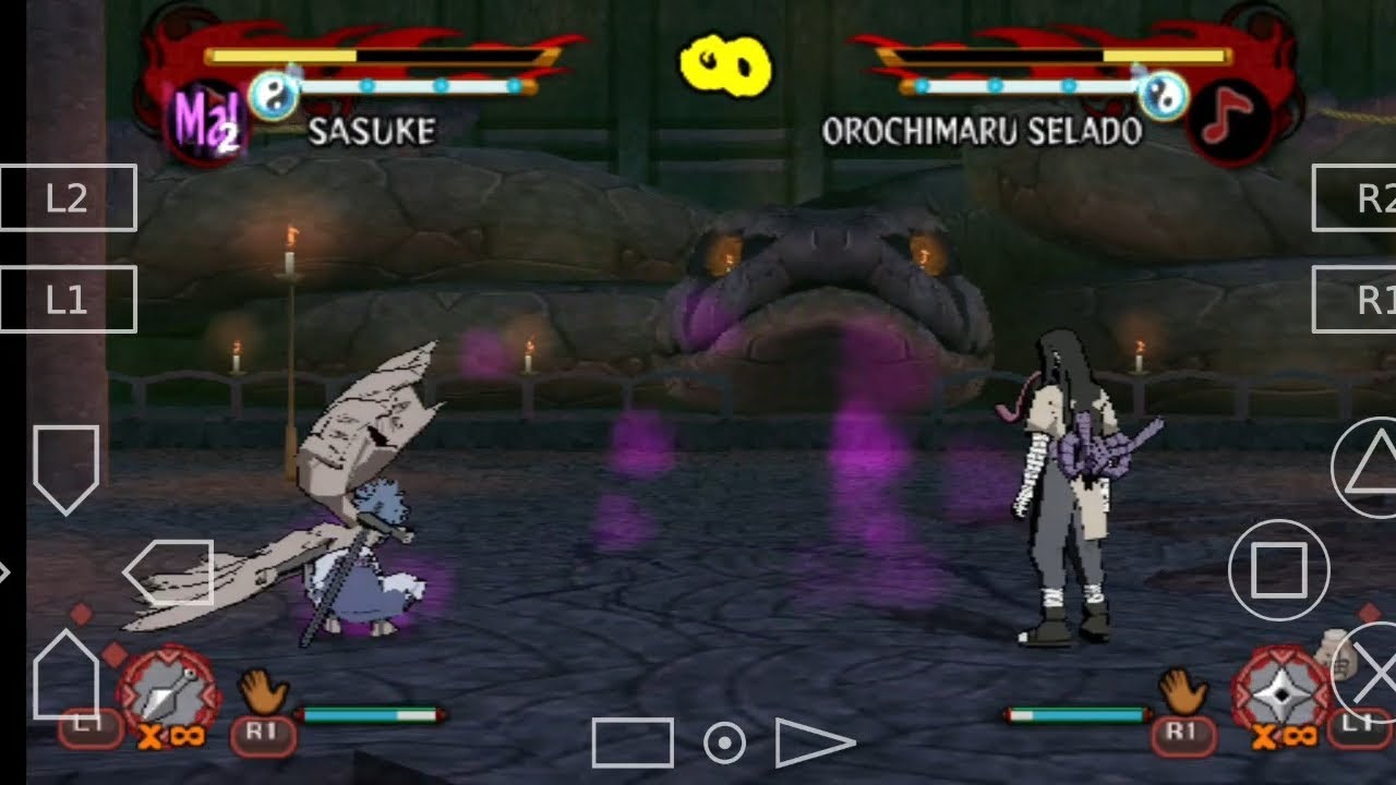 Sasuke  [marca da maldição] vs Orochimaru [selado] insano 