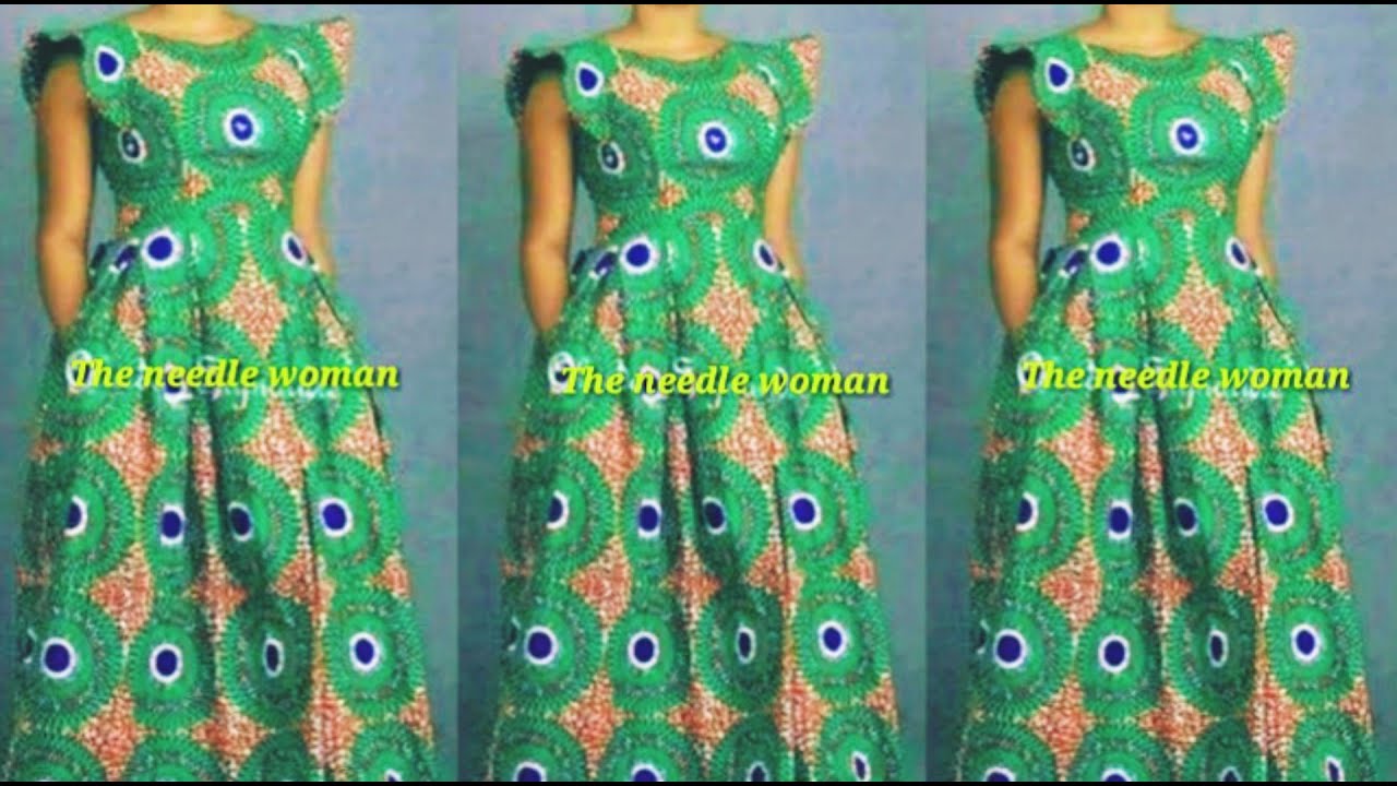 How to cut a simple box pleated long gown with butterfly sleeves