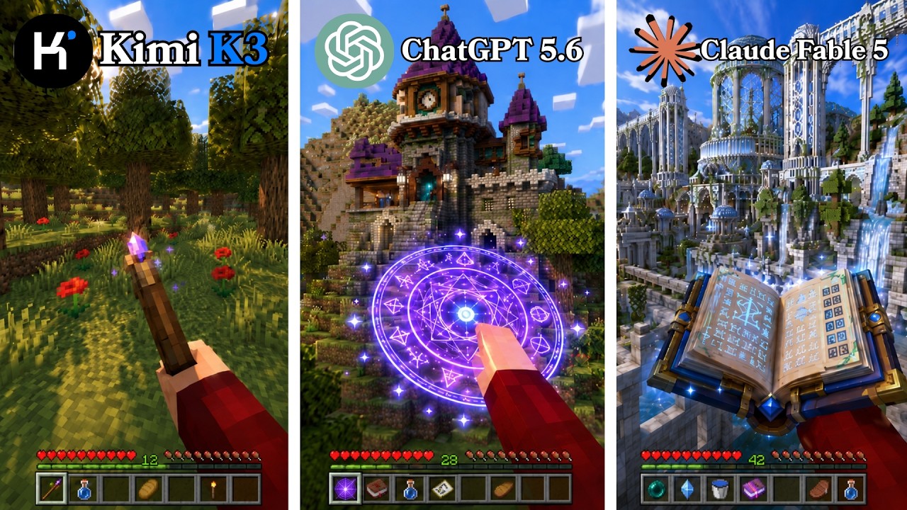Kimi K3 vs ChatGPT 5.6 vs Claude Fable 5 Create a Minecraft Magic Mod from Complete Scratch